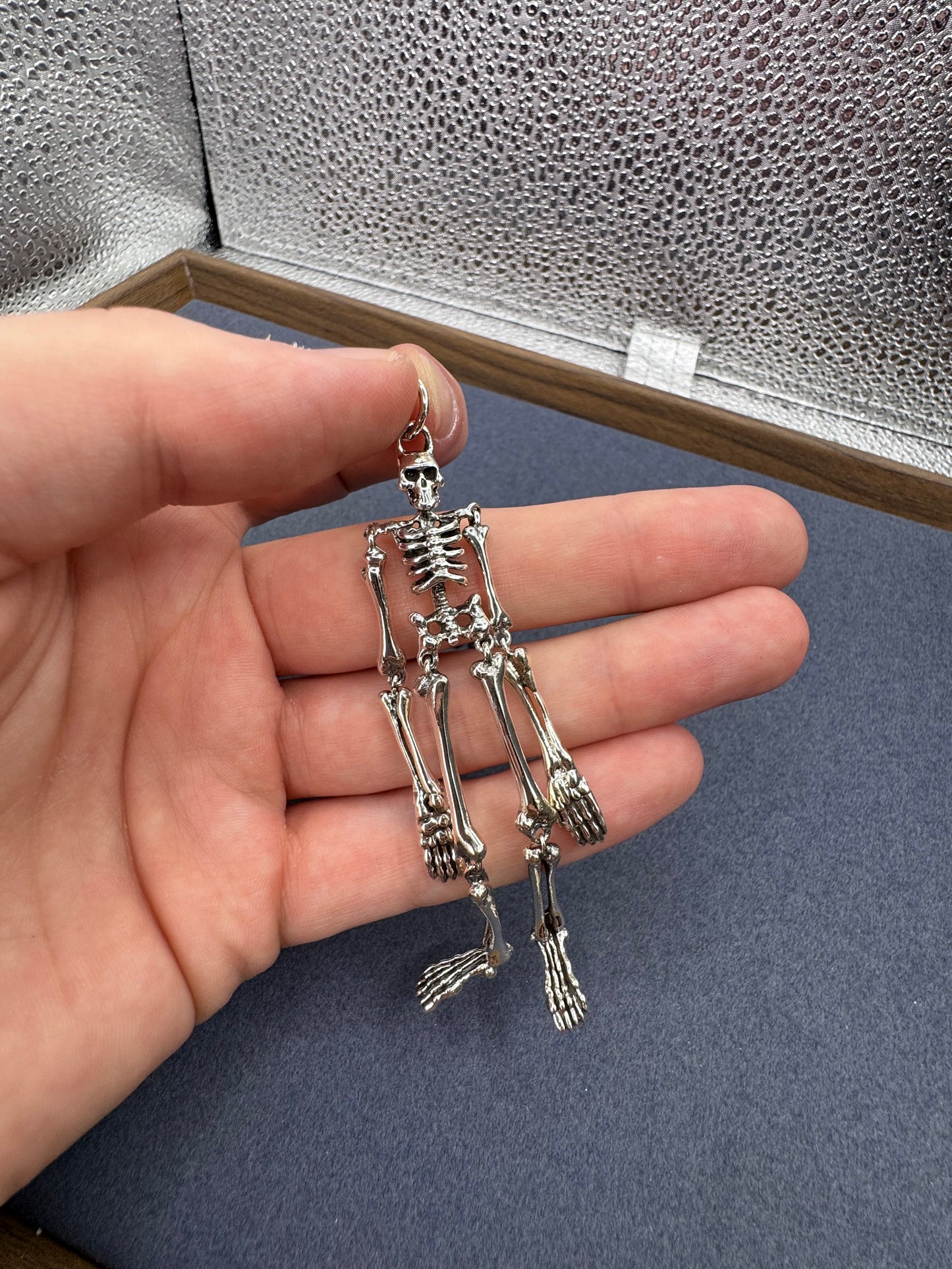 Sterling Silver Large Articulated Skeleton Pendant