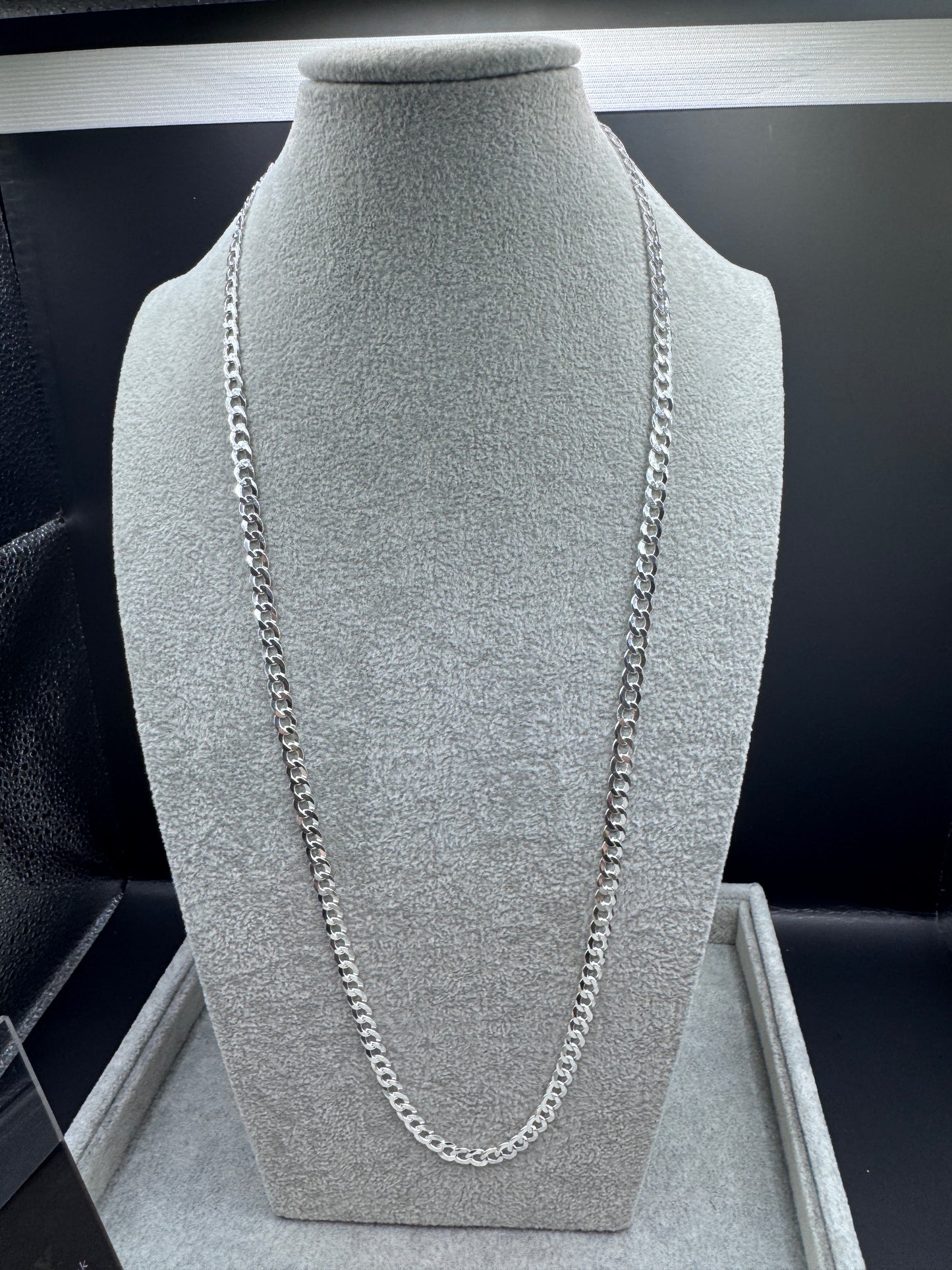Sterling Silver Flat Curb Chain Necklace 6mm
