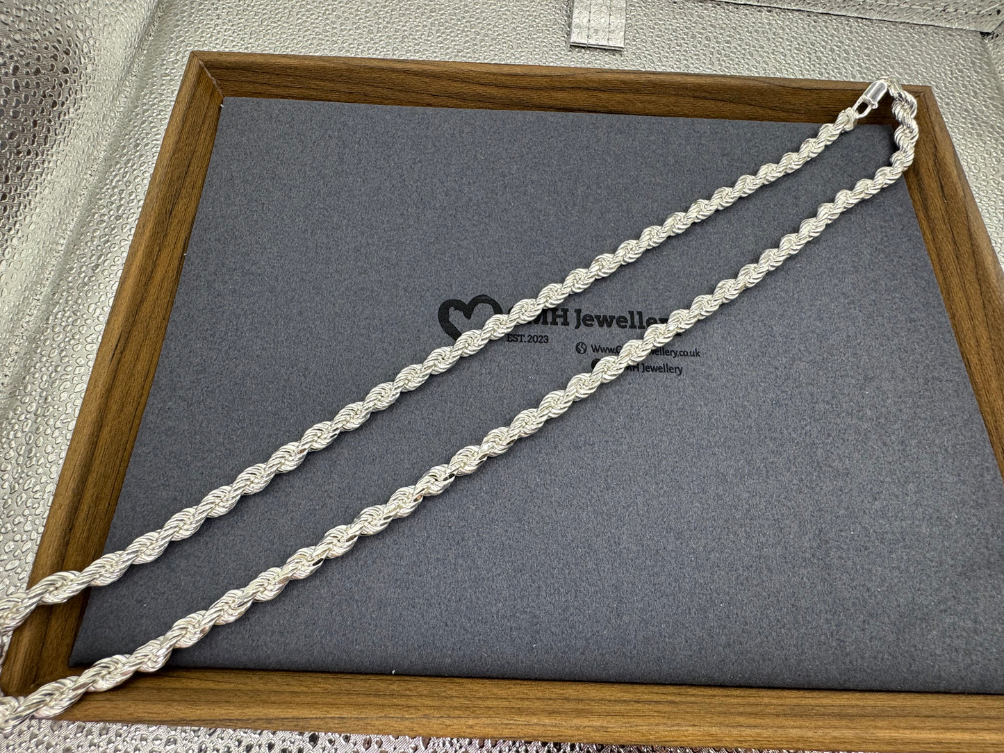 Sterling Silver Large Diamond Cut Rope Chain 8mm