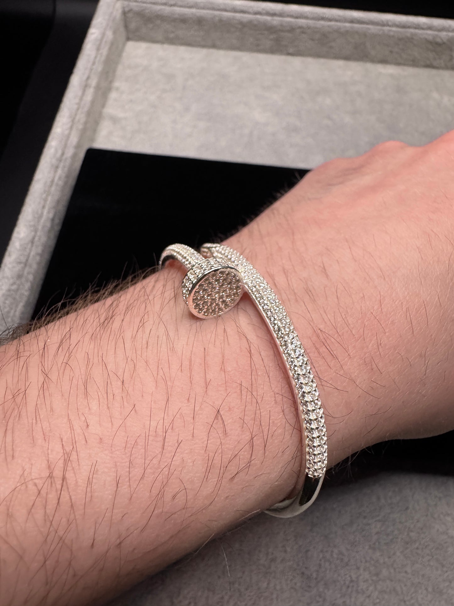 Sterling Silver CZ Nail bangle