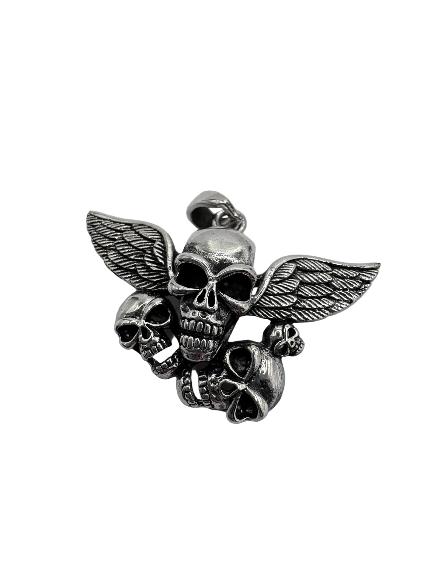 Sterling Silver Angel Skull Pendant