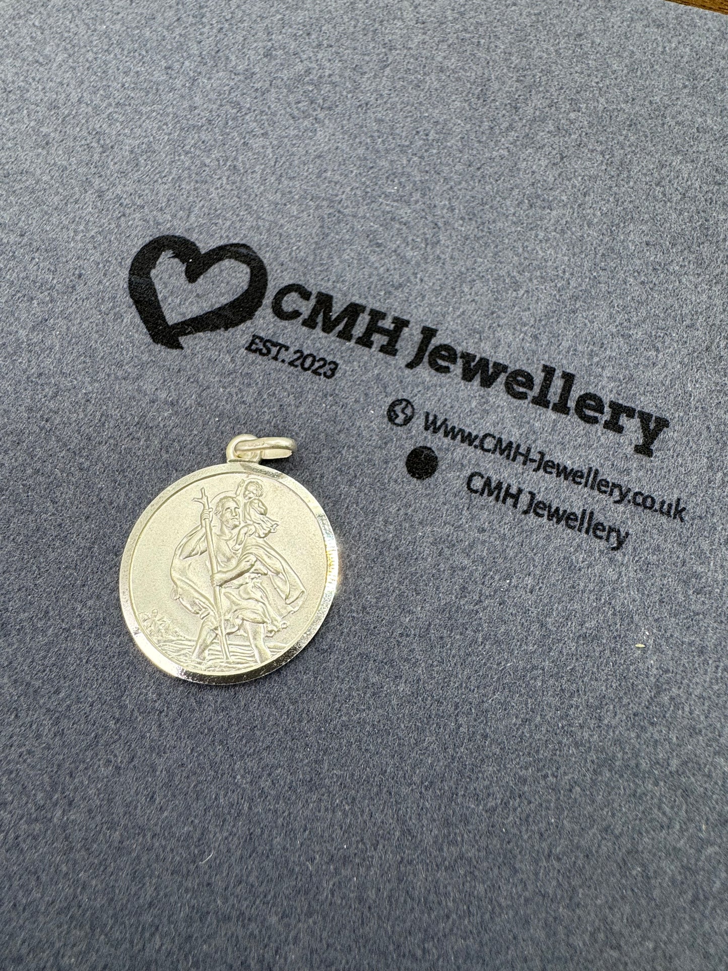 Sterling Silver St. Christopher Pendant 27.5mm Double sided