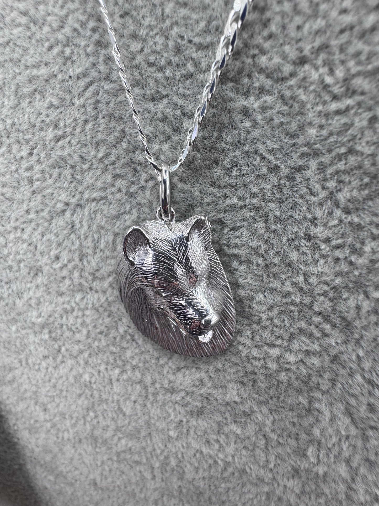 Sterling Silver Samoyed Dog Pendant 31mm