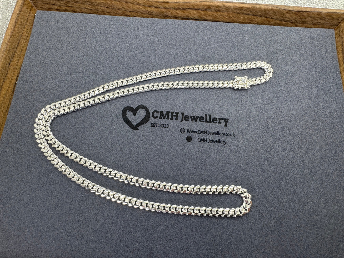 Sterling Silver Cuban Chain Necklace w/Locking Clasp 6mm
