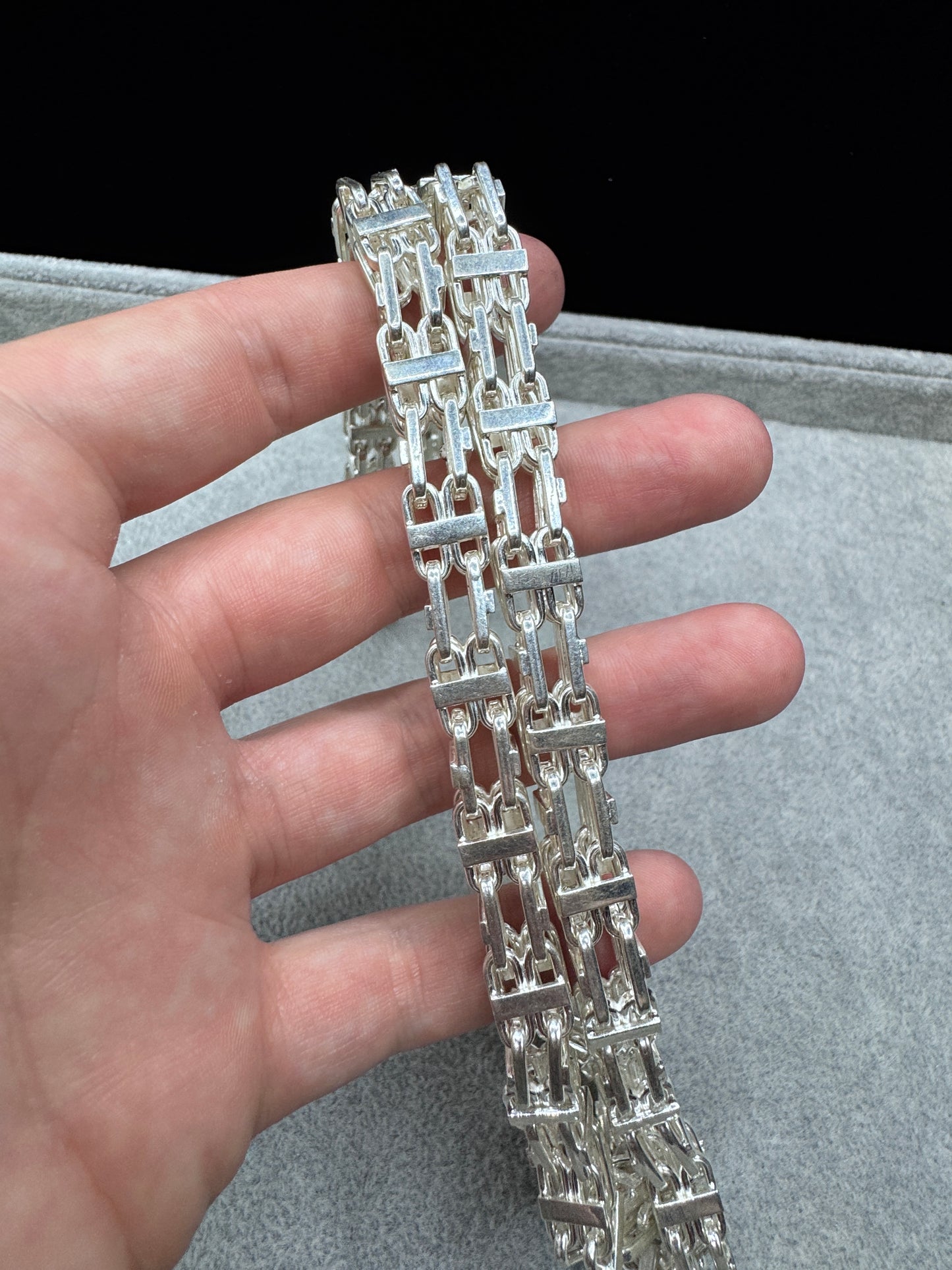 Sterling Silver Cage Chain Necklace 9.5mm