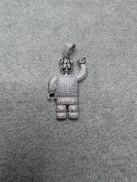 Sterling Silver CZ Lego Man Pendant