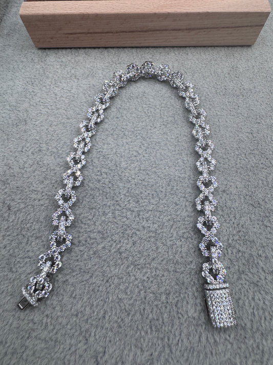Sterling Silver Cz Infinity Link Bracelet 8.5mm