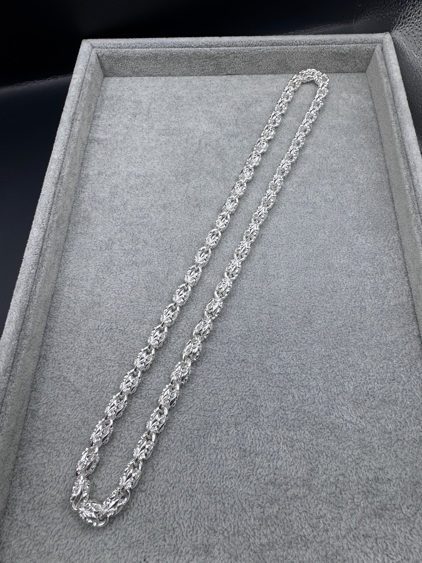 Sterling Silver Large Motif Link Chain Necklace