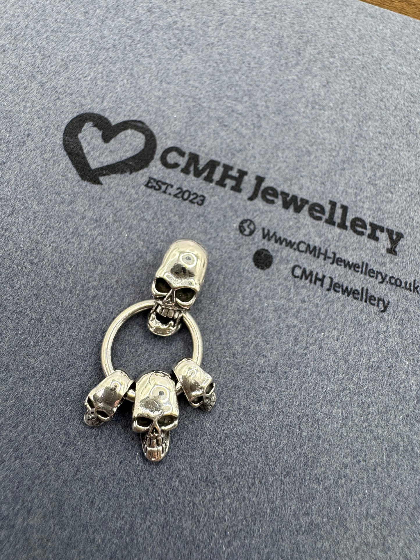 Sterling Silver Skull Door Knocker Pendant 💀