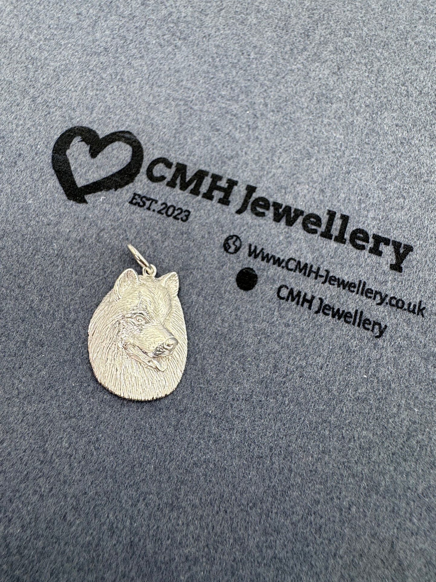 Sterling Silver Samoyed Dog Pendant 31mm