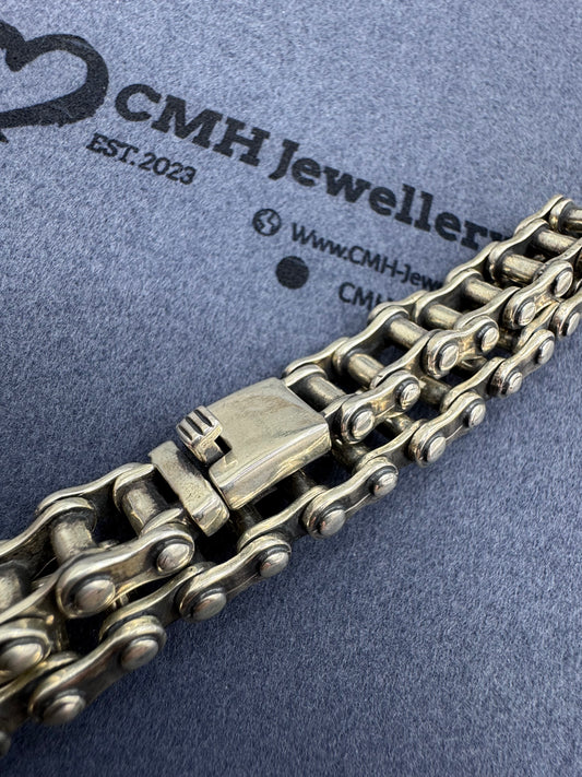 Sterling Silver Bike Chain Link Bracelet 13.8mm