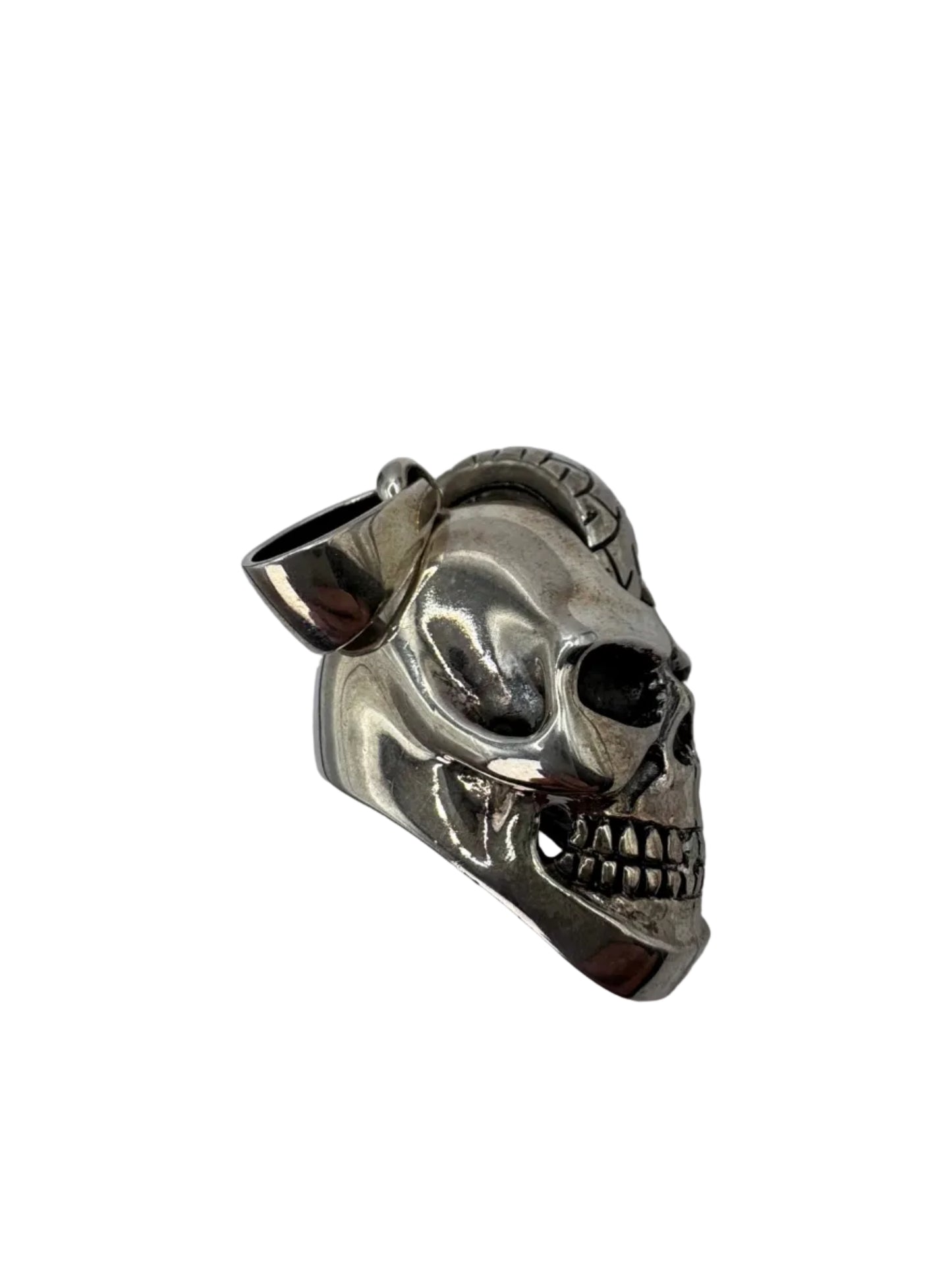 Sterling Silver XL Skull With Movable Mohican Wheel