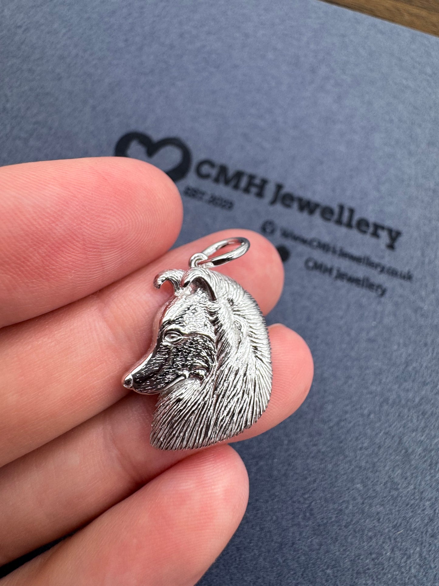 Sterling Silver Shetland Sheepdog Pendant 27.5mm