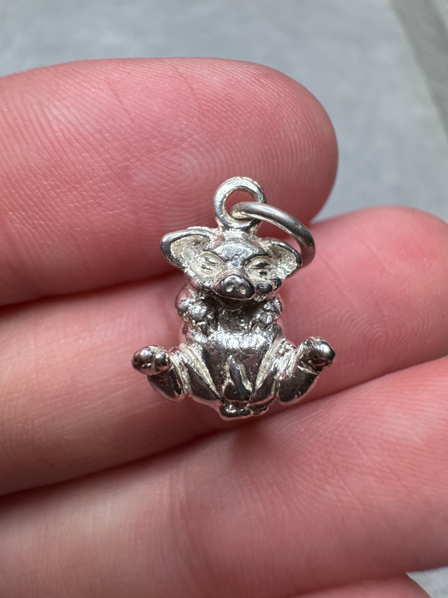Sterling Silver Laughing Pig Charm Pendant (Chain optional)