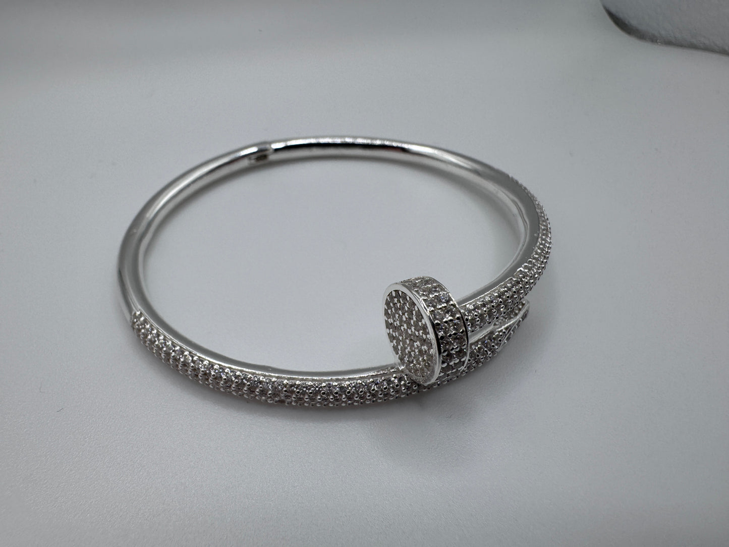 Sterling Silver CZ Nail bangle