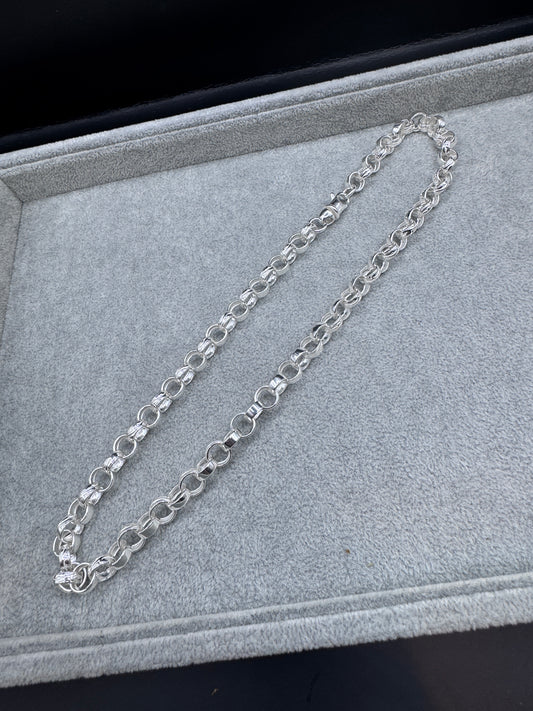 Sterling Silver Plain & Patterned Belcher Chain Necklace 10.5mm