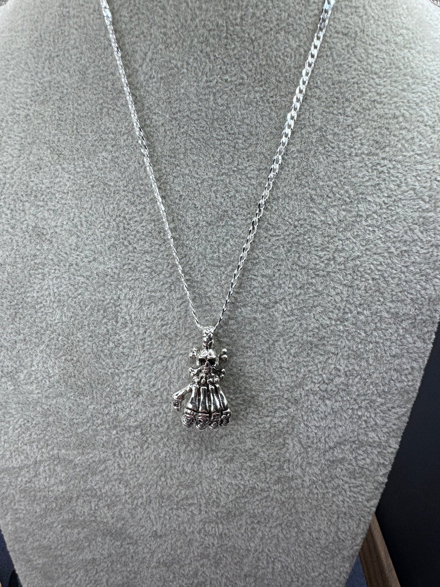 Sterling Silver Skull Fist Pendant