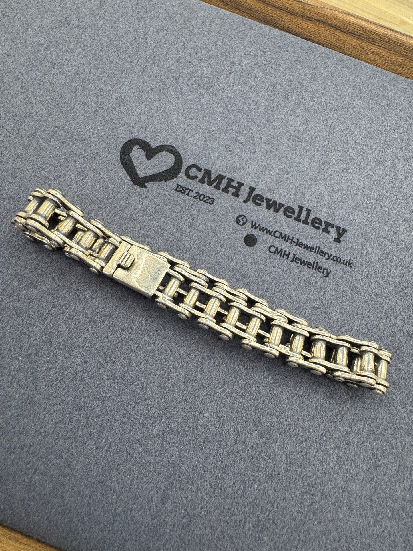 Sterling Silver Bike Chain Link Bracelet 13.8mm