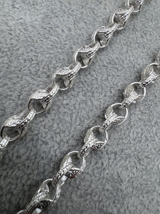 Sterling Silver Patterned Tulip Chain Necklace 7.5mm