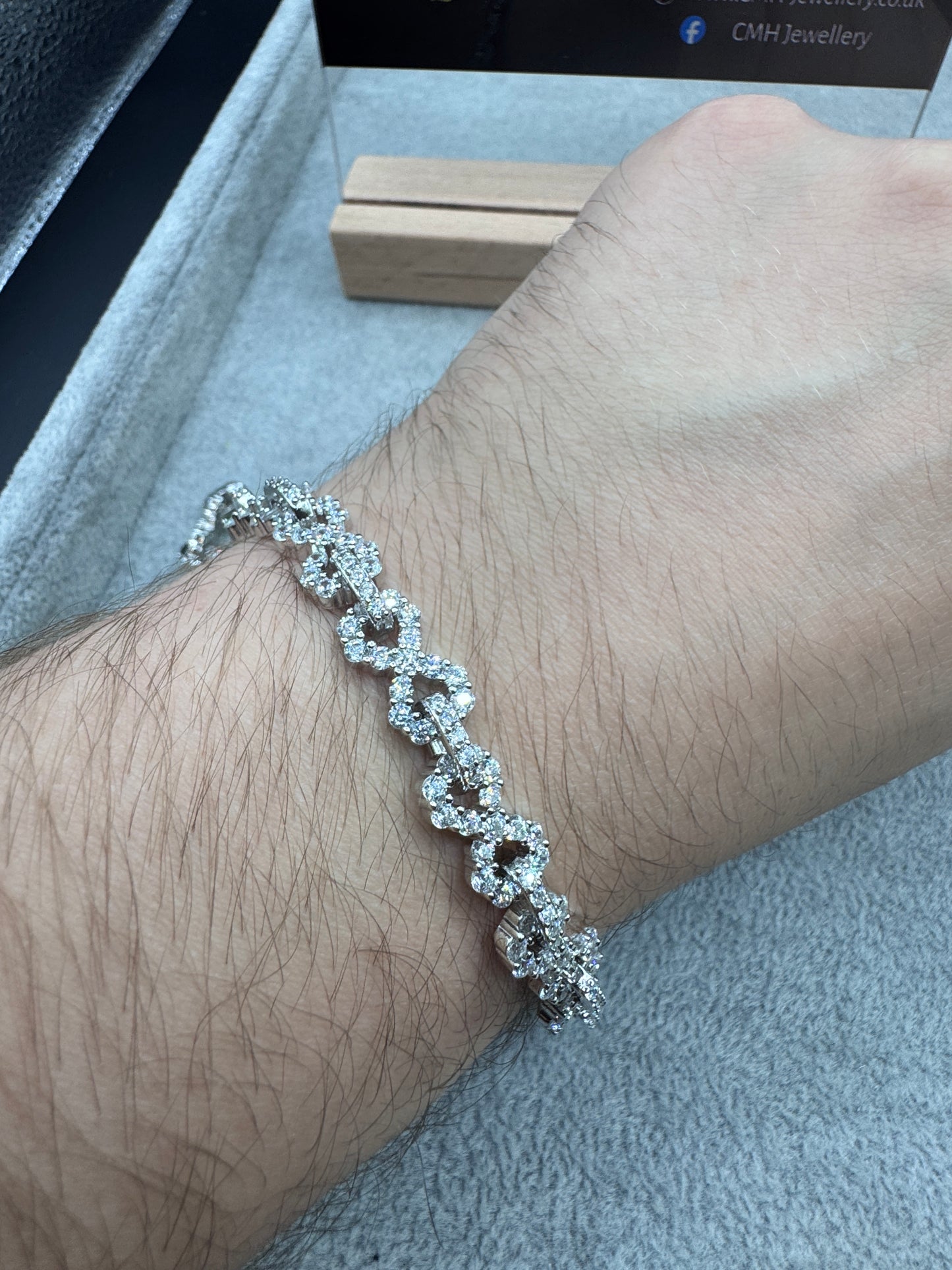 Sterling Silver Cz Infinity Link Bracelet 8.5mm
