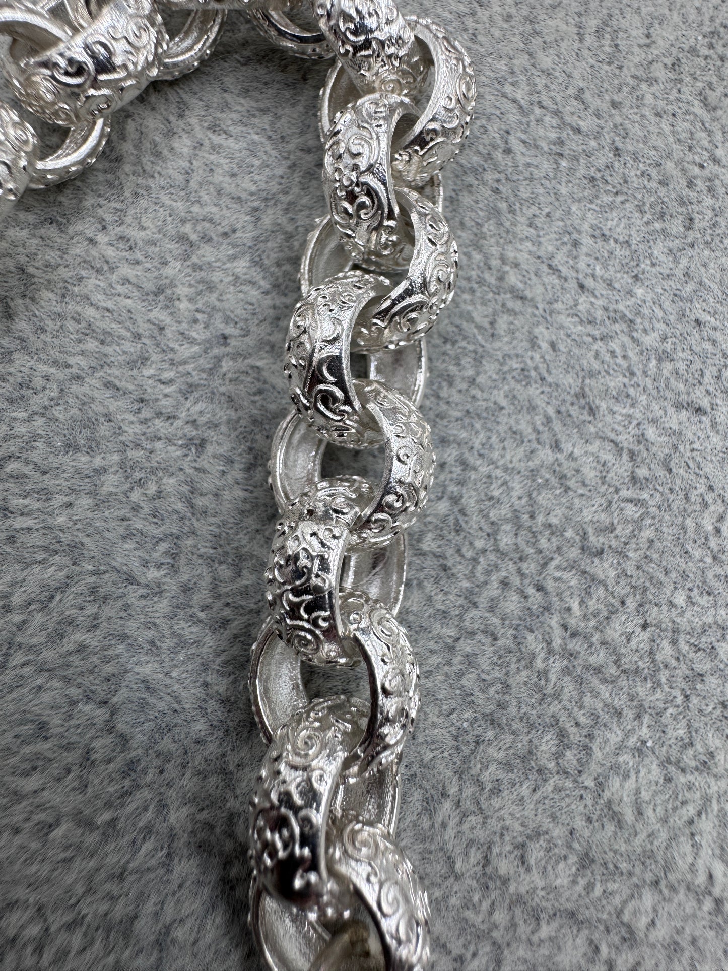 Sterling Silver Patterned Belcher Bracelet 12.5mm