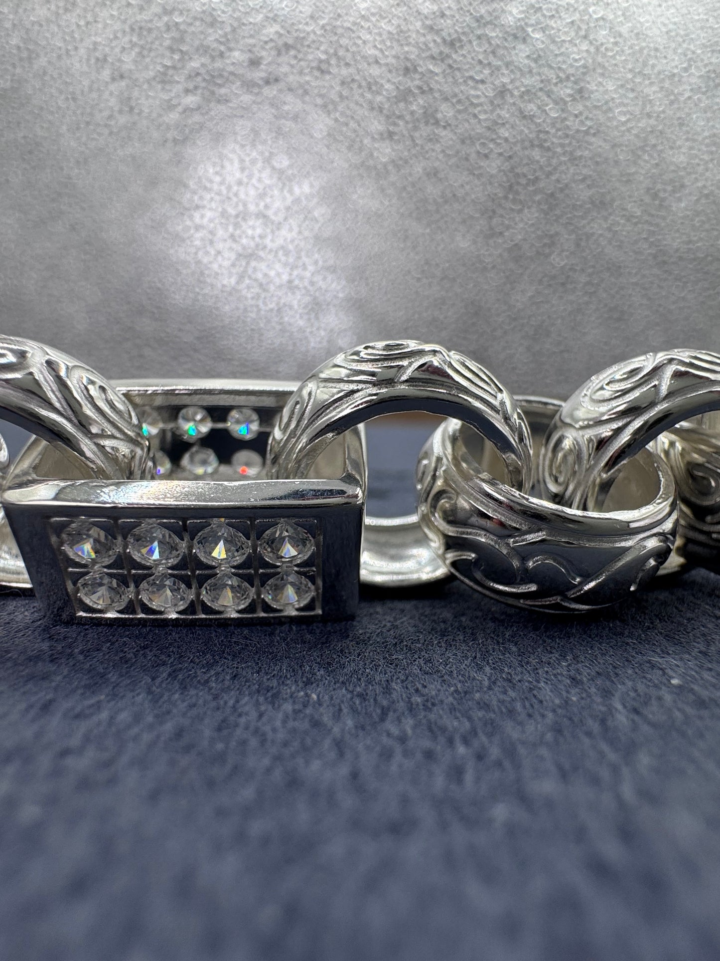 Sterling Silver XL CZ Gypsy Belcher Bracelet 15mm
