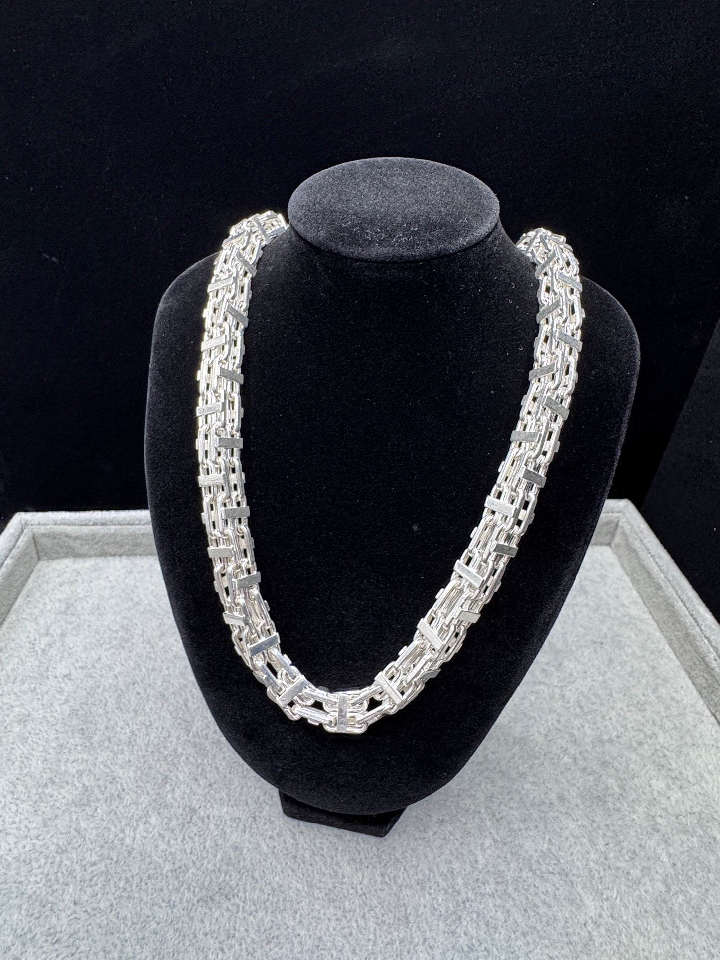 Sterling Silver Cage Chain Necklace 9.5mm