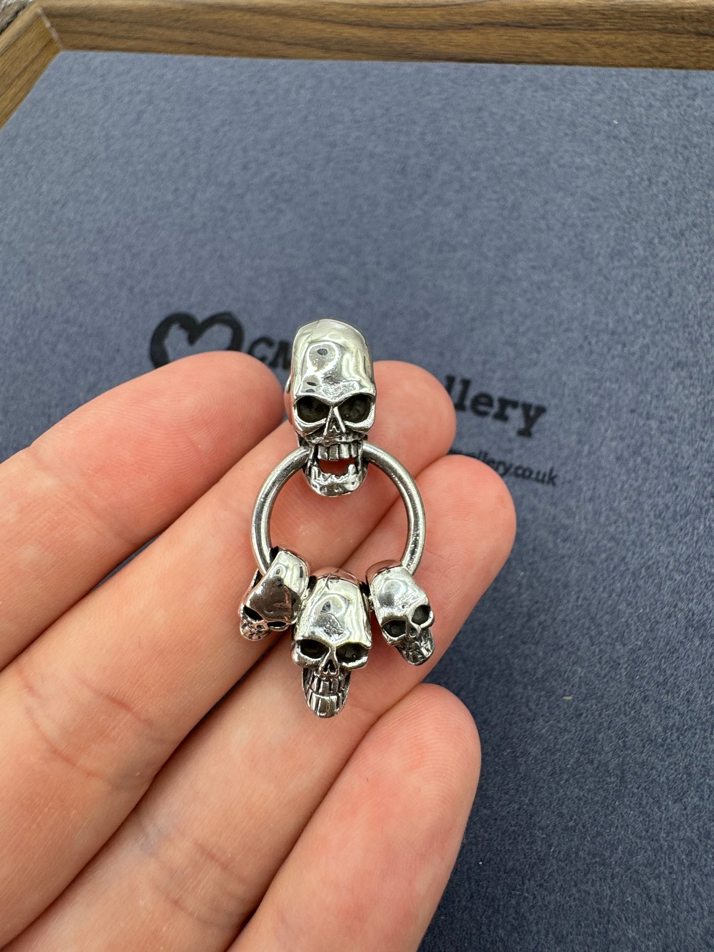 Sterling Silver Skull Door Knocker Pendant 💀