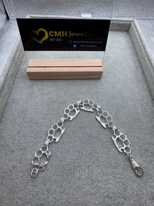 Sterling Silver Knuckle Duster Bracelet 17.5mm