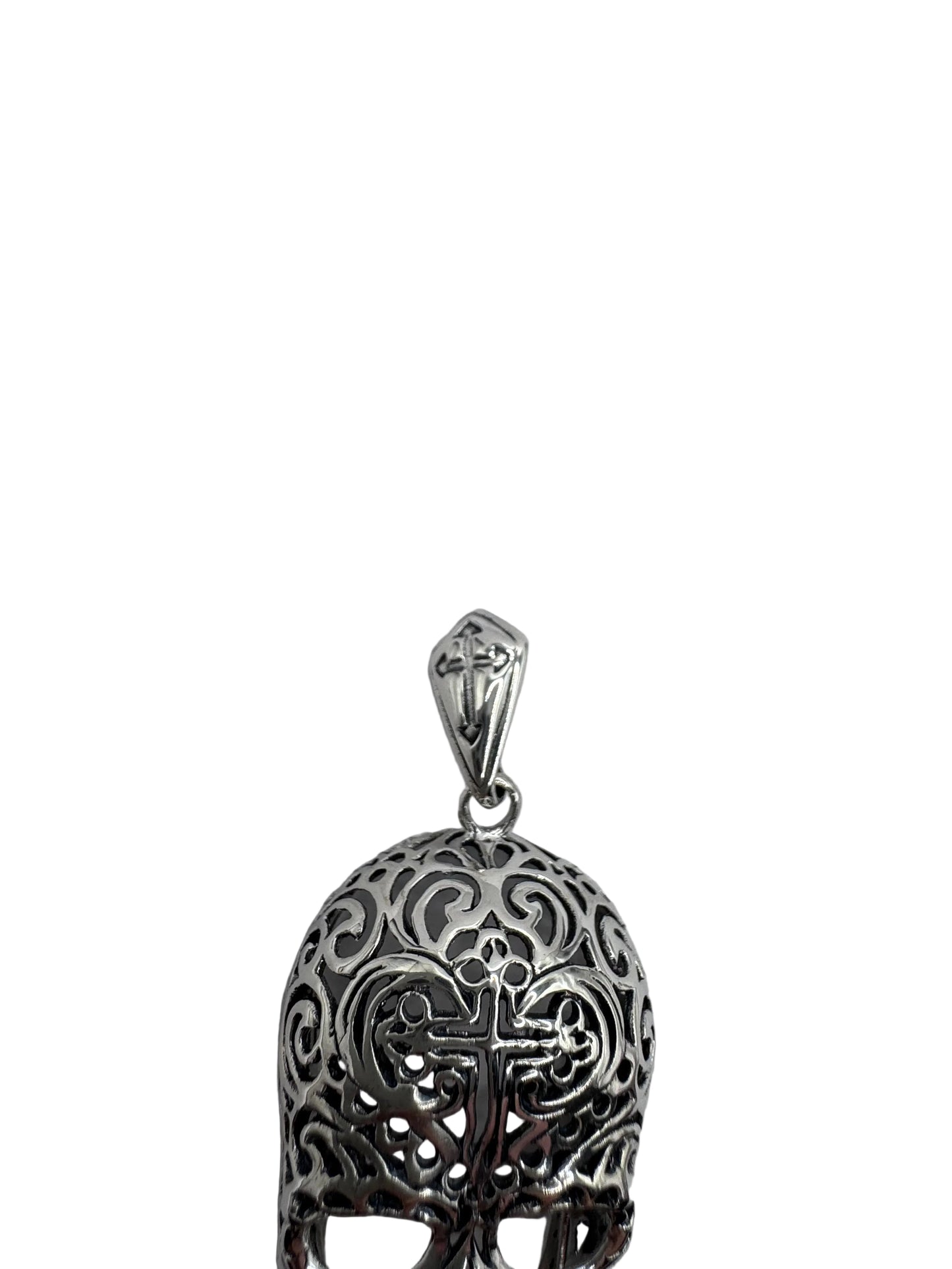 Sterling Silver Fancy Filigree Skull Pendant