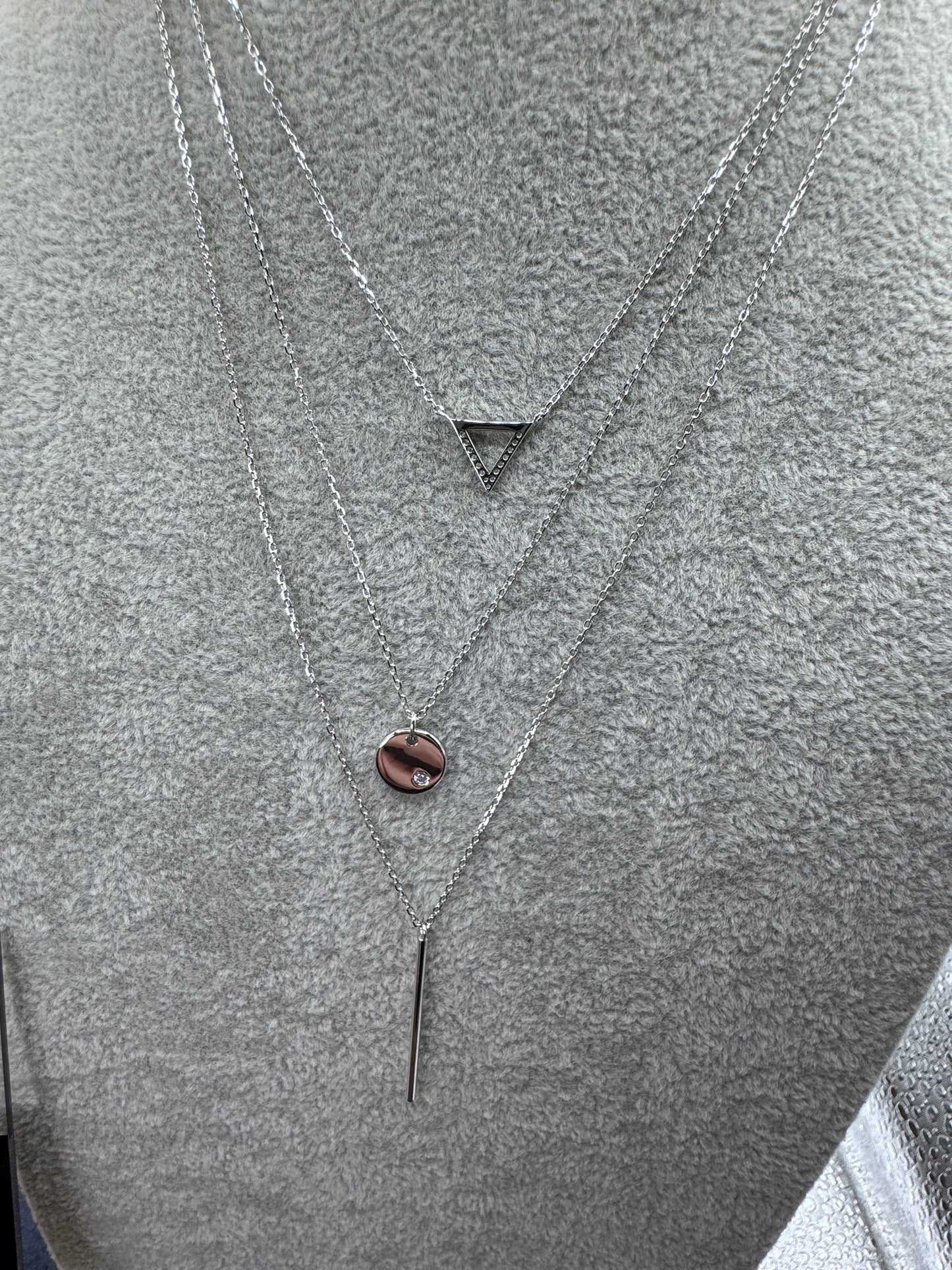 Sterling Silver Layered Geometric Necklace