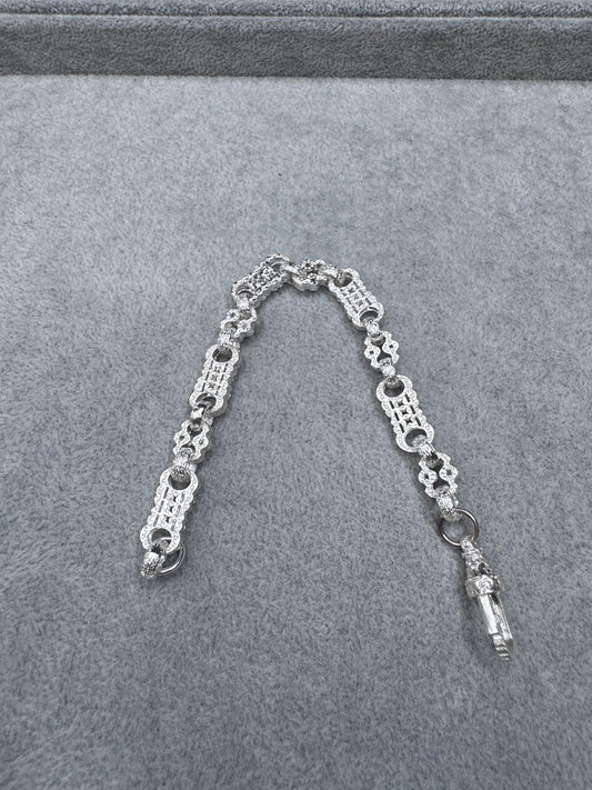 Sterling Silver Stars & Bars Bracelet 10mm