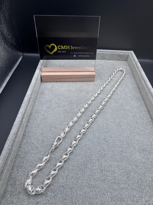 Sterling Silver Patterned Acorn Chain Necklace 8.5mm