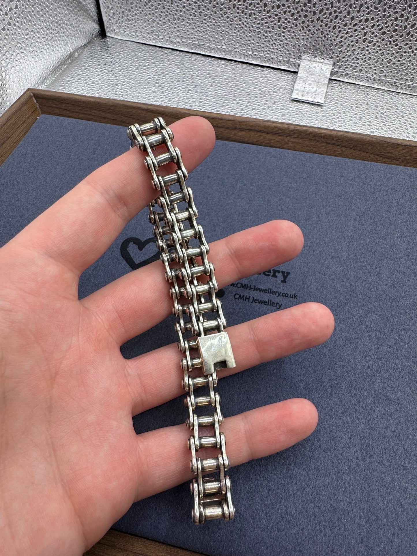 Sterling Silver Bike Chain Link Bracelet 13.8mm
