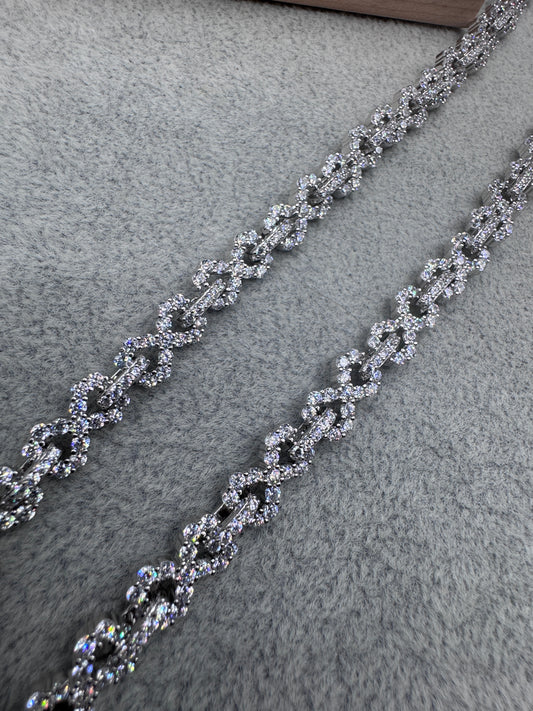 Sterling Silver Cz Infinity Link Chain Necklace