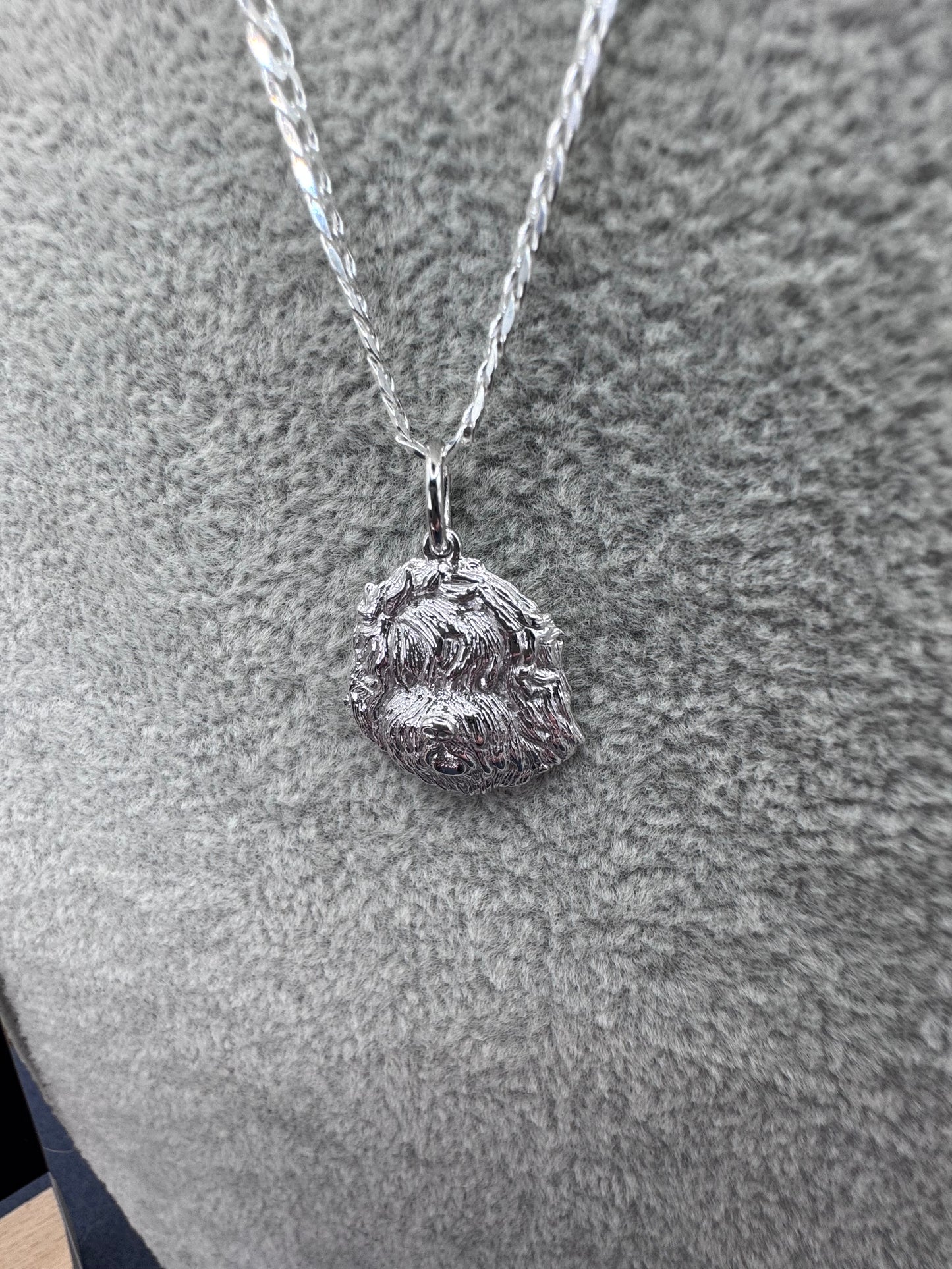 Sterling Silver English Sheepdog Pendant 24.5mm