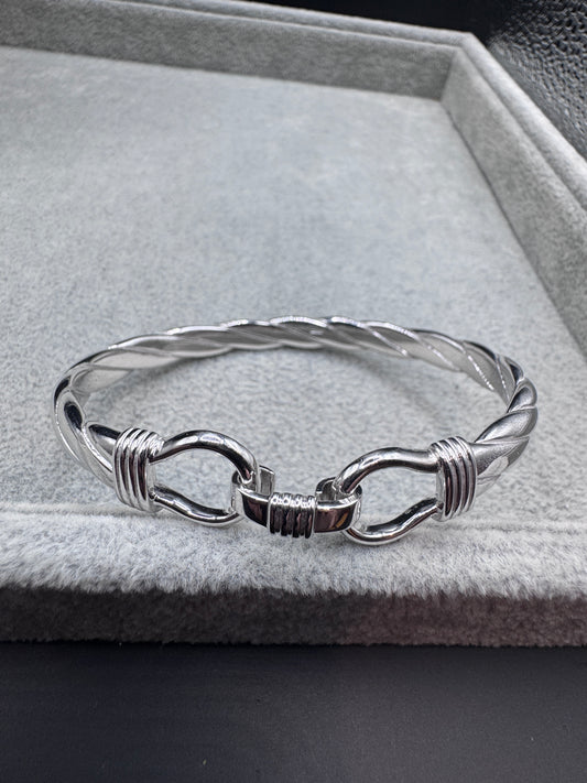 Sterling Silver Double Hook Bangle