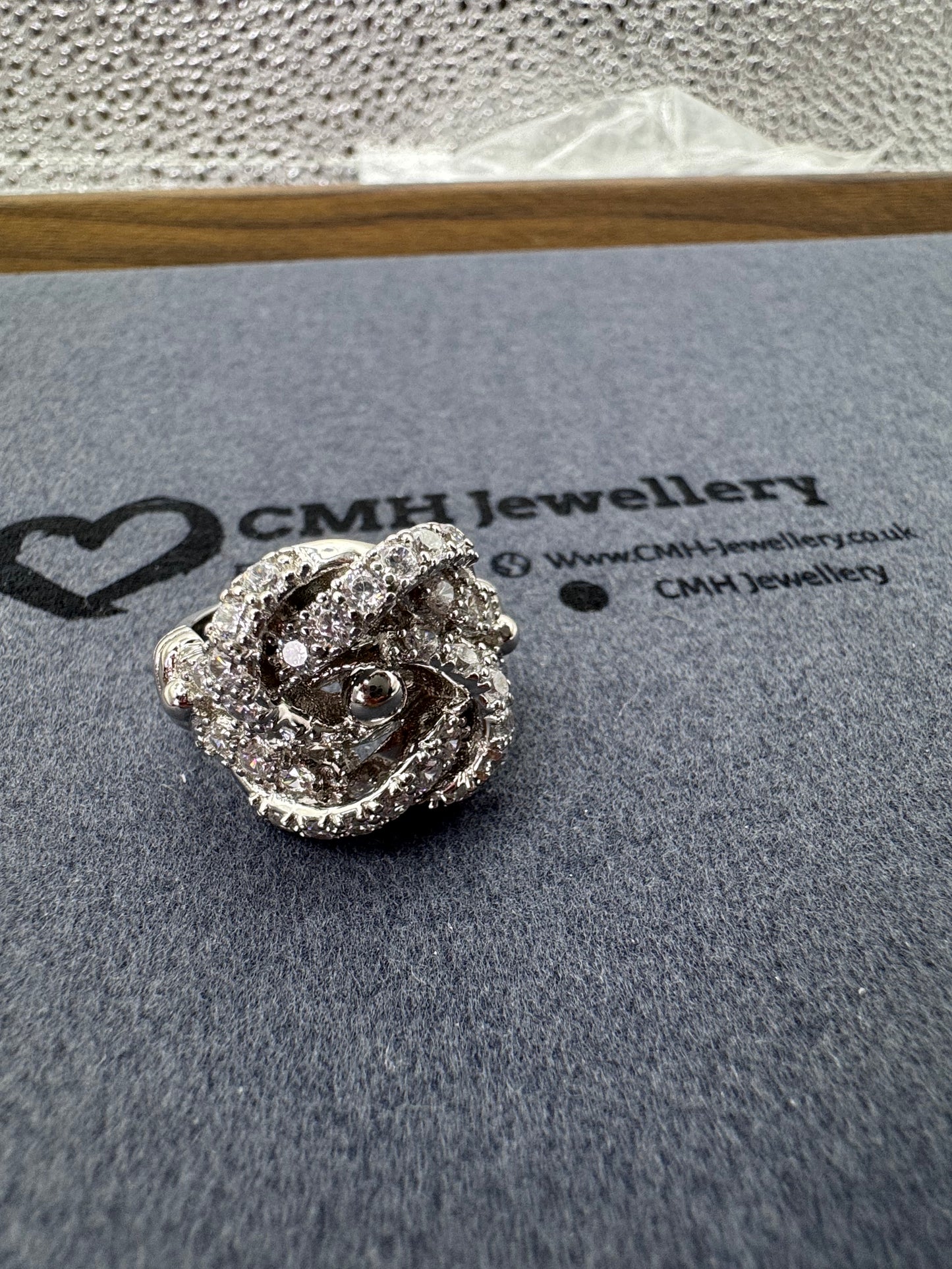 Sterling Silver Small Cz Knot Ring