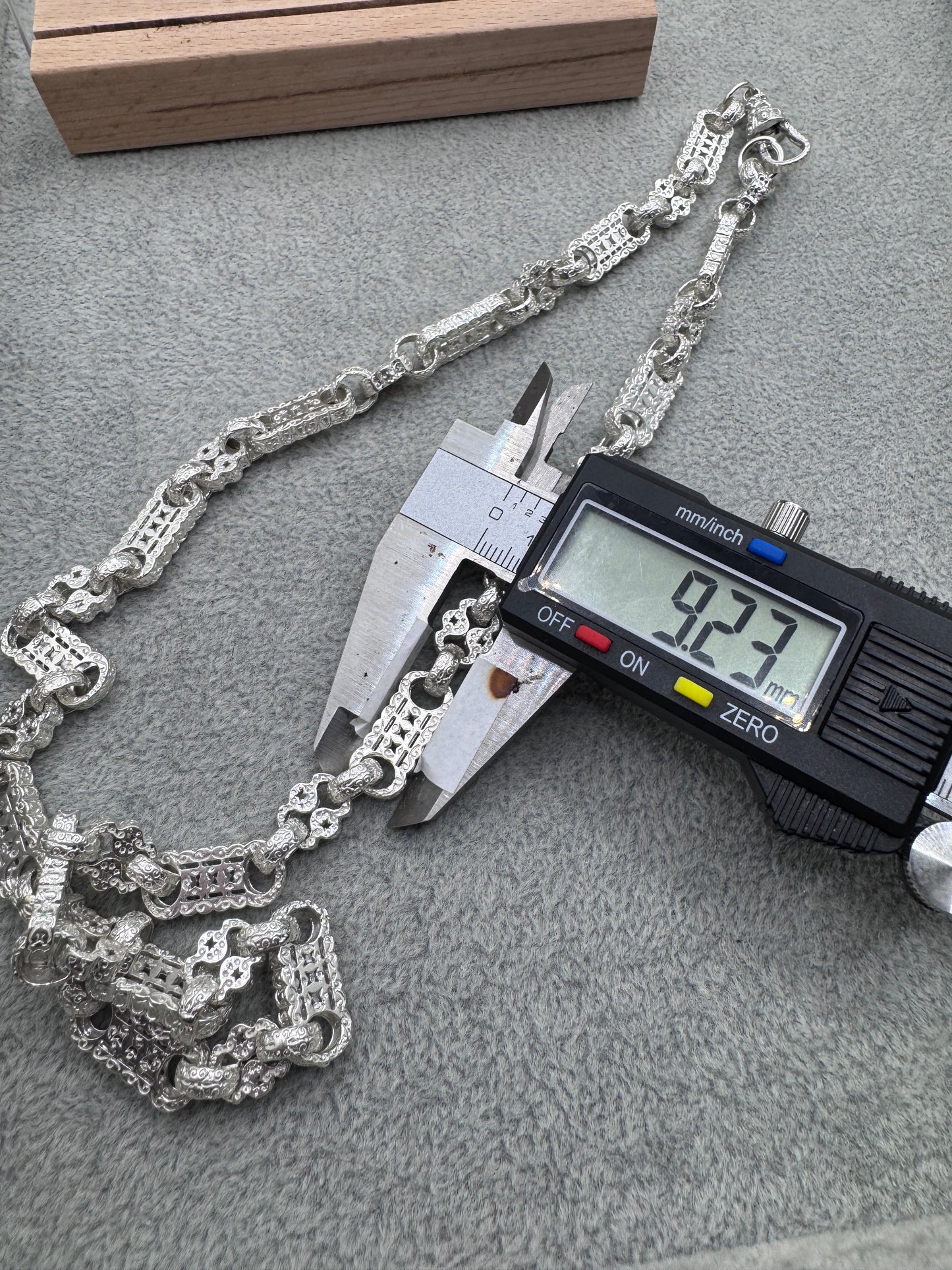 Sterling Silver Stars & Bars Chain Necklace 9.25mm