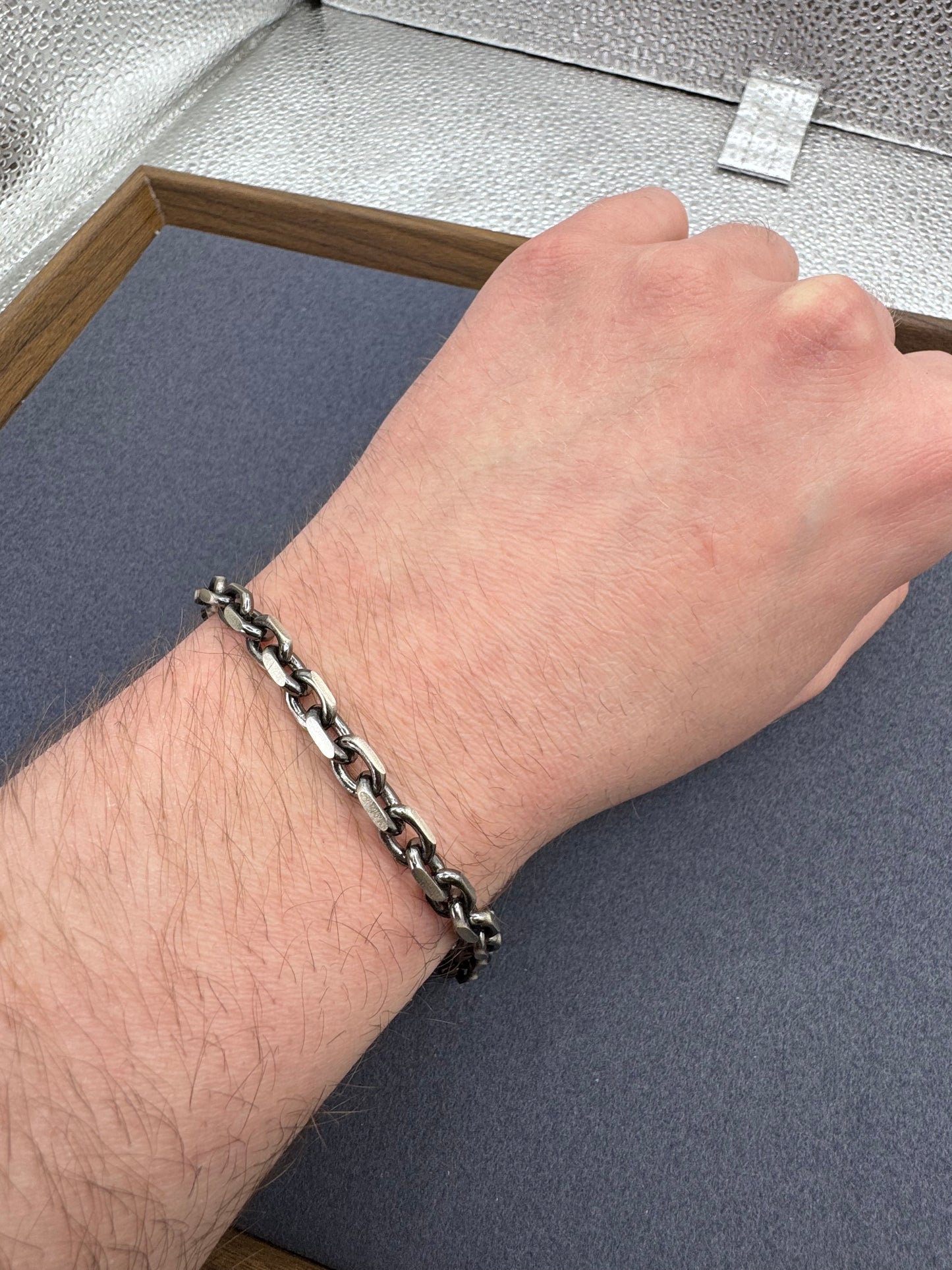Sterling Silver Oxidised Anchor Bracelet 5.3mm