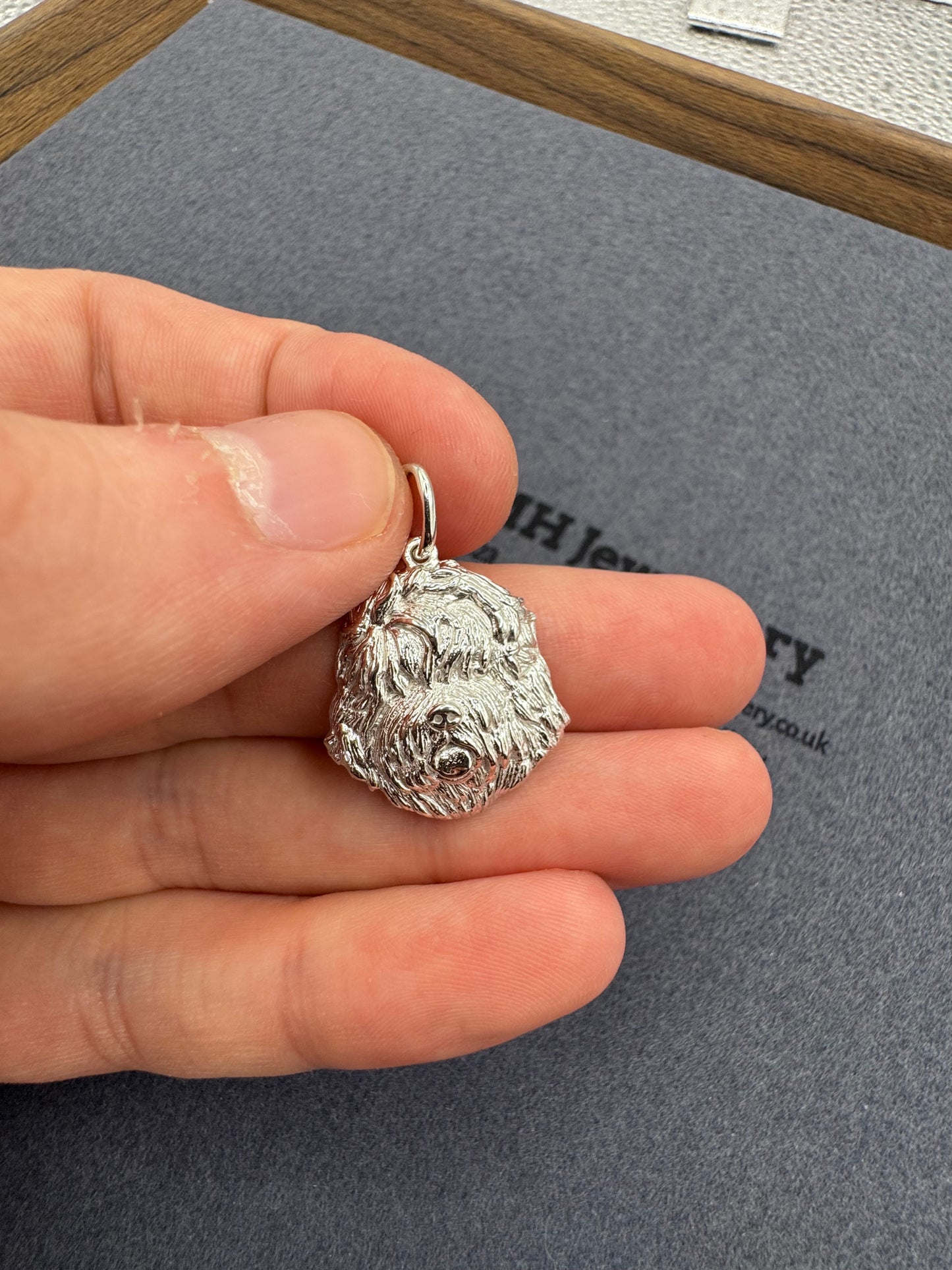 Sterling Silver English Sheepdog Pendant 24.5mm