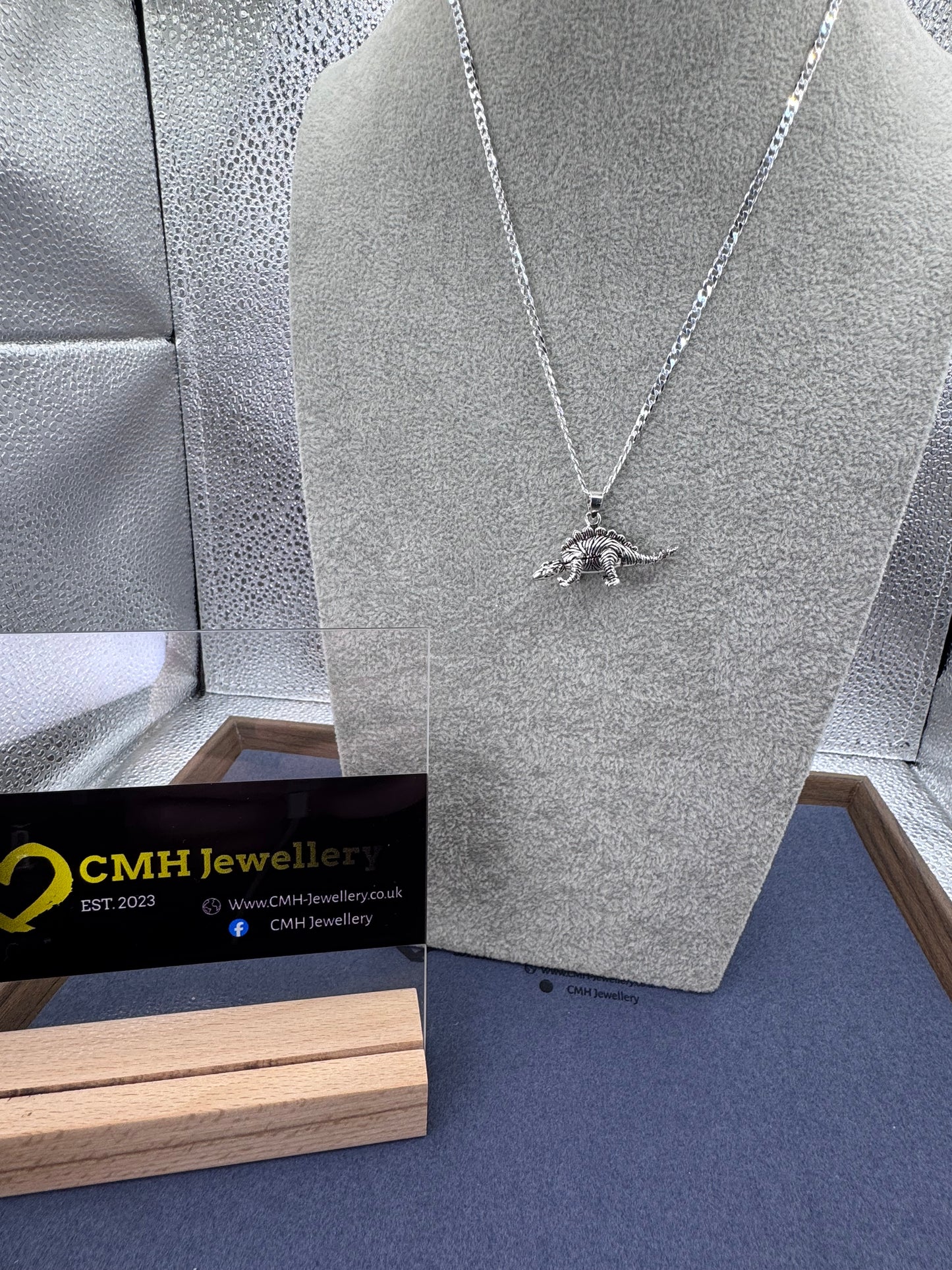 Sterling Silver Articulated Stegosaurus Pendant