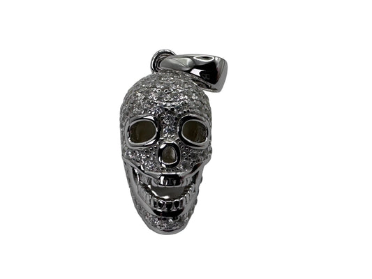 Sterling Silver Mini Cz Skull Pendant 21.5mm