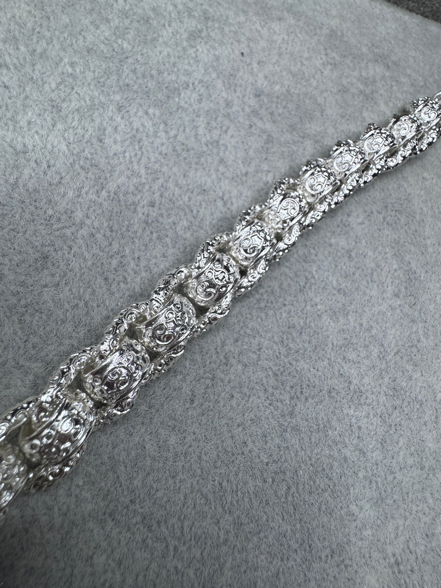 Sterling Silver Patterned Rollerball Bracelet 13.5mm