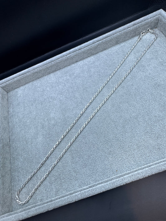 Sterling Silver Diamond Cut Rope Chain Necklace 4mm
