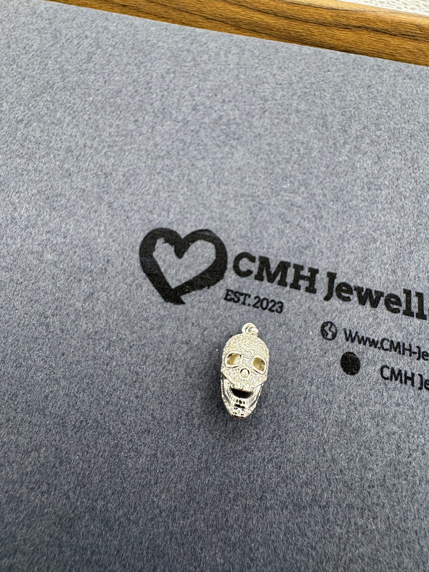 Sterling Silver Mini Cz Skull Pendant 21.5mm