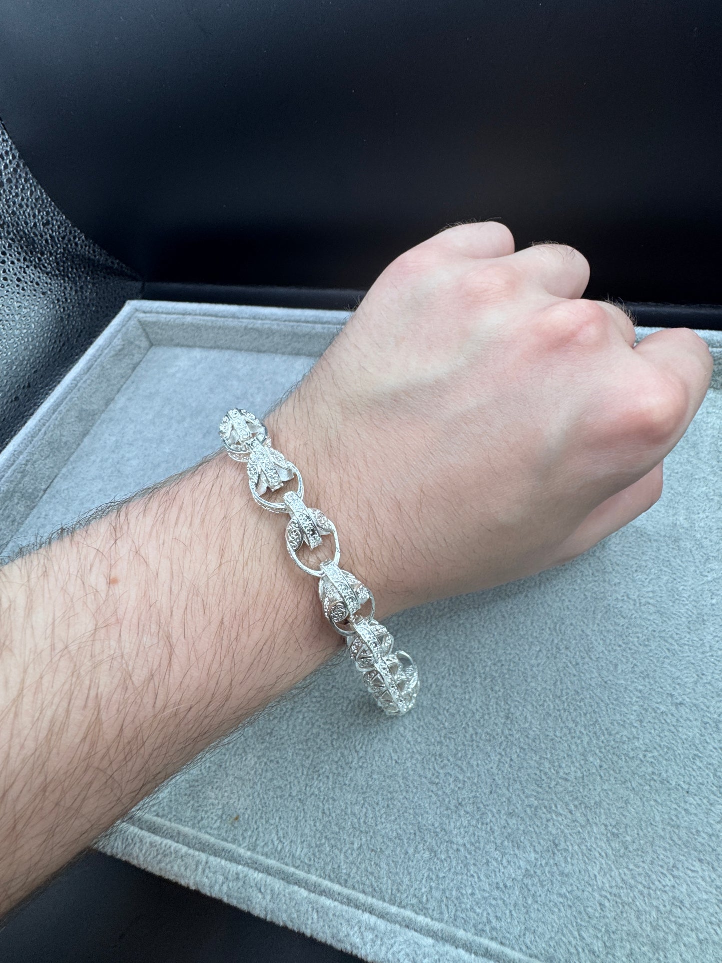 Sterling Silver Patterned Tulip Bracelet 11.5 mm
