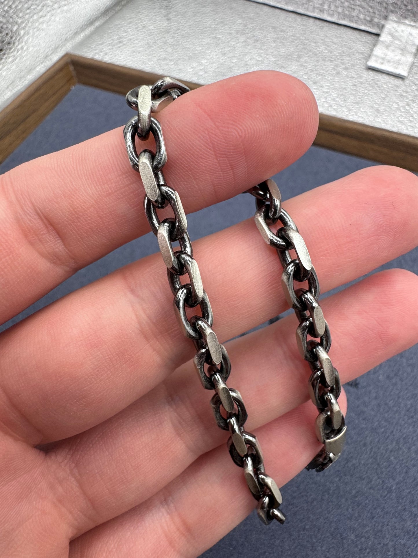 Sterling Silver Oxidised Anchor Bracelet 5.3mm