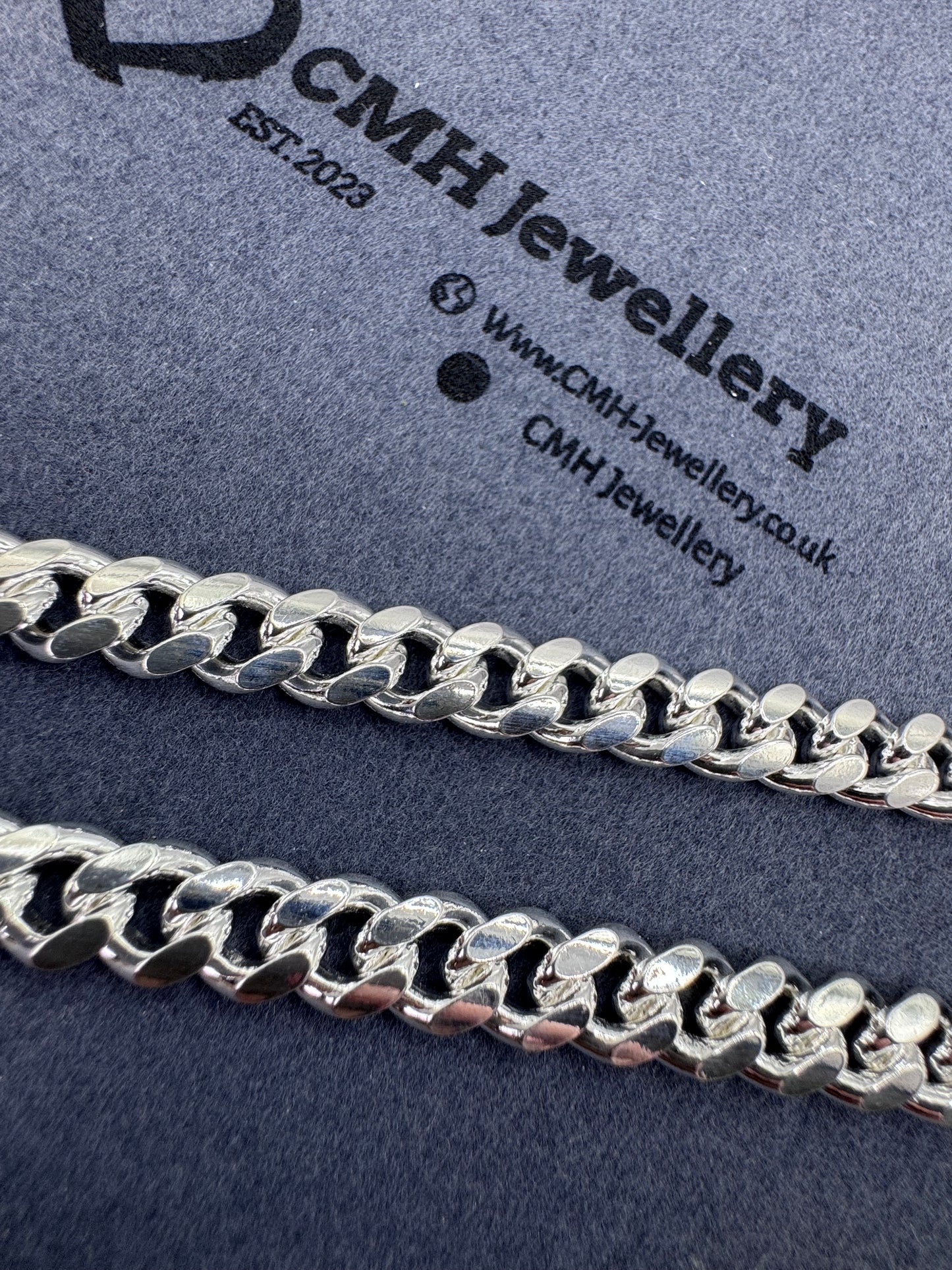 Sterling Silver Cuban Chain Necklace w/ Box Clasp 8mm