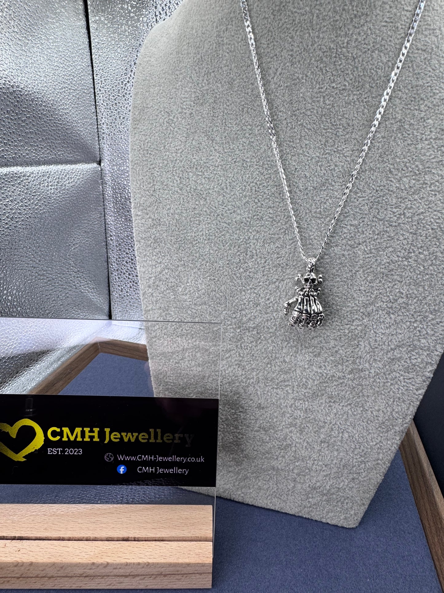 Sterling Silver Skull Fist Pendant